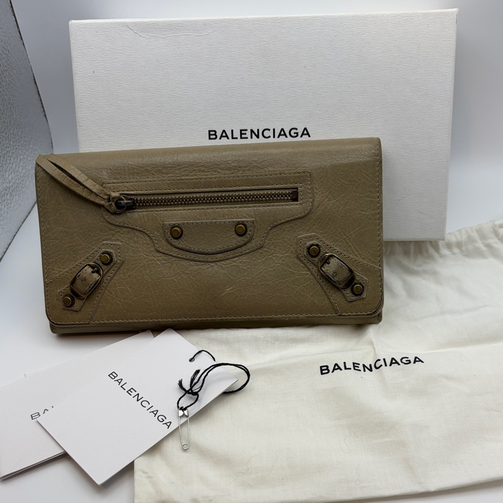 Balenciaga Khaki Leather Wallet
